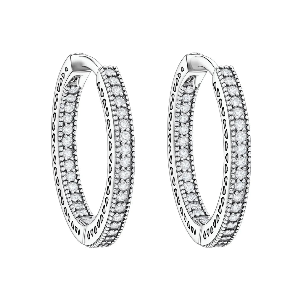 Hot Sale 925 Sterling Silver Heart Earrings Fit Original Charms Hoop Earrings For Women Girls Stud Earring Fine Jewelry Gifts Pi-Mart
