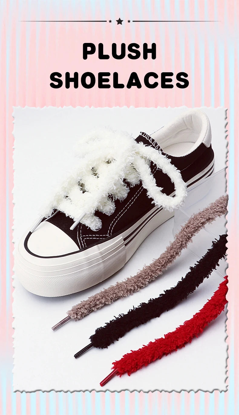 Fashion round plush laces Quality 1cm wide Sneakers Flats Casual laces Shoe accessories 80 /100 /120 /140 /160 Laces 1Pair Pi-Mart