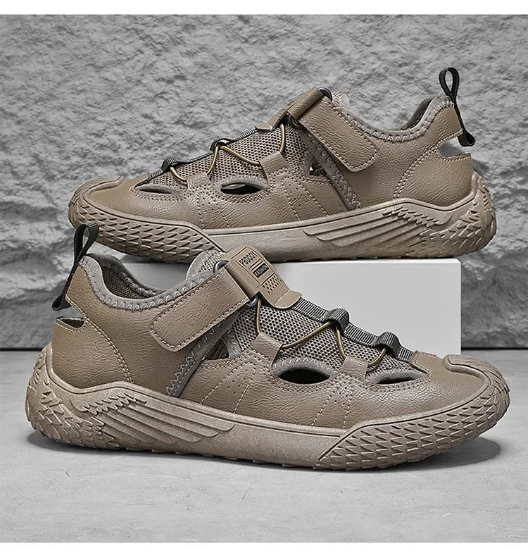 Large Size Sandals for Men, 2026 New Style, Trendy, Versatile, Casual Sports Sandals, Soft-Soled Hollow Beach Shoes for Men Pi-Mart