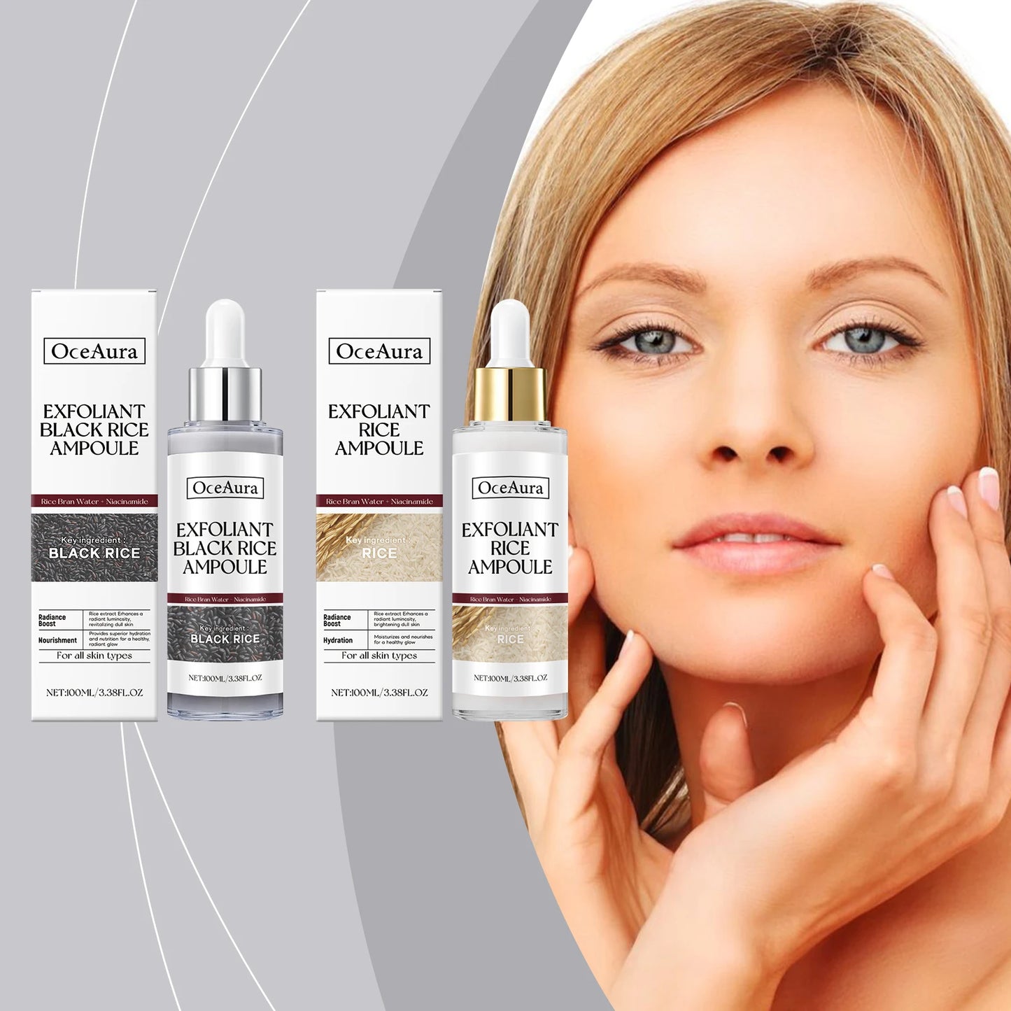 Rice Serum for Face Hydrating Brighten Skin Repair Smooth Facial Essence Gentle Exfoliation Remove Blackheads Collagen Ampoules Pi-Mart