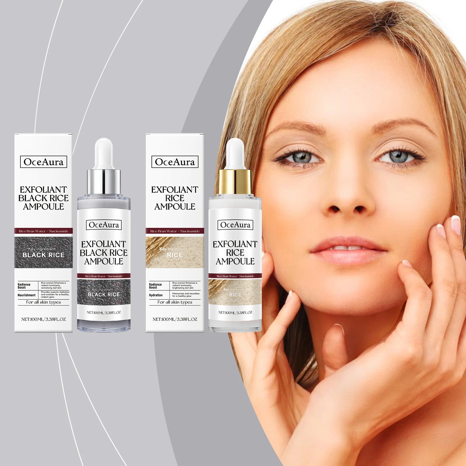 Rice Serum for Face Hydrating Brighten Skin Repair Smooth Facial Essence Gentle Exfoliation Remove Blackheads Collagen Ampoules Pi-Mart