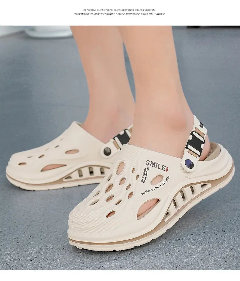 2026 New Men's Holes oes Summer Thi Bot Anti-Slip Driving Beach Slippers Spor Casual EVA Injection Moulding Footwear Pi-Mart