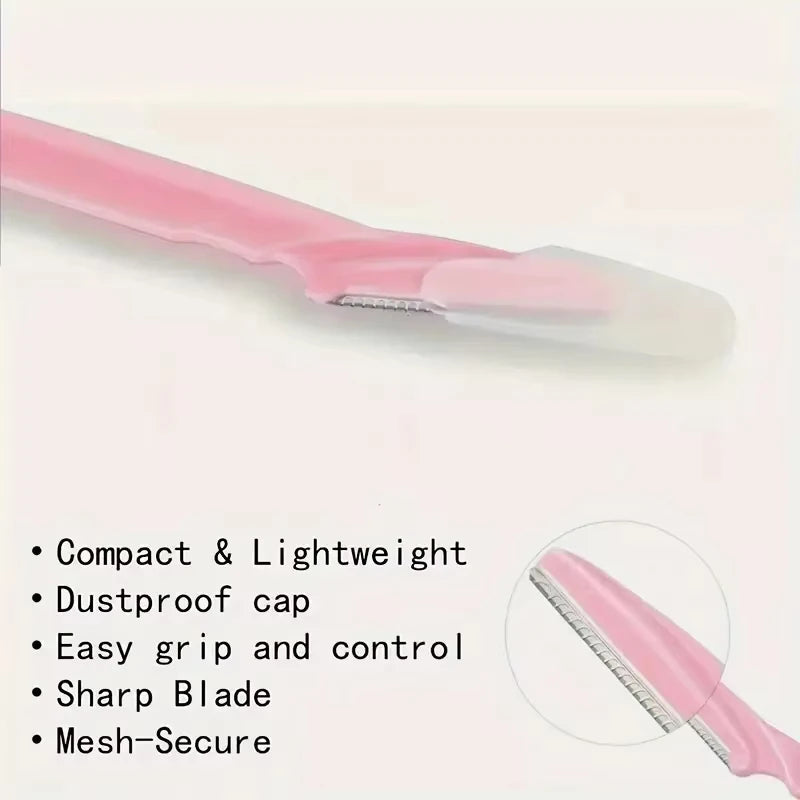 3Pcs Women Eyebrow Razor Stainless Steel Curved Blade Portable Household Facial Grooming Accessory Pi-Mart