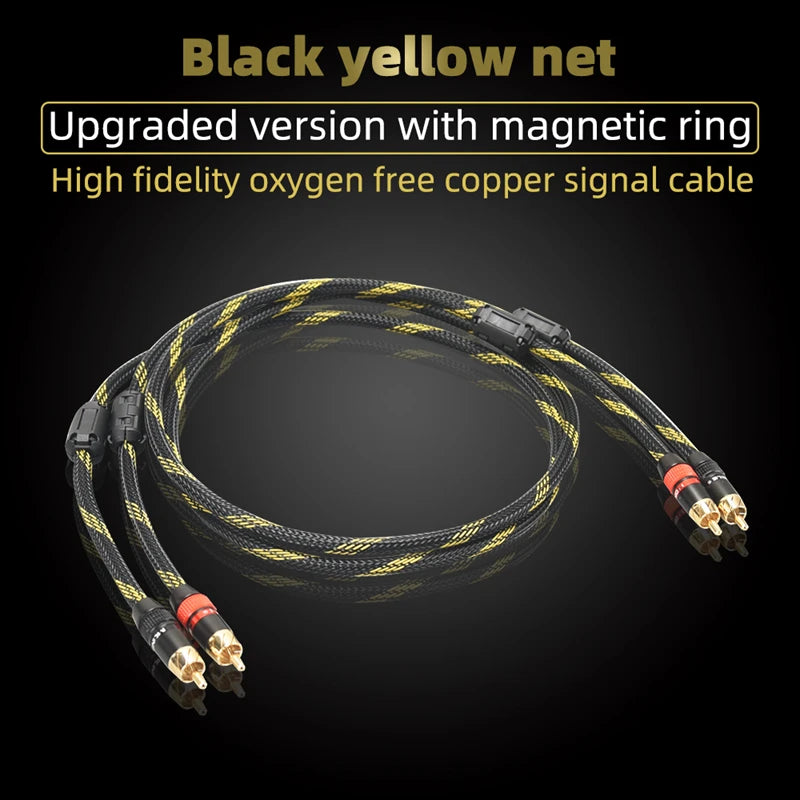 Hi-Fi Fine RCA Cable High Quality 4N OFC HIFI 2RCA-2RCA Male to Male Audio Cable Main Core Independent Shielding One Pair Pi-Mart