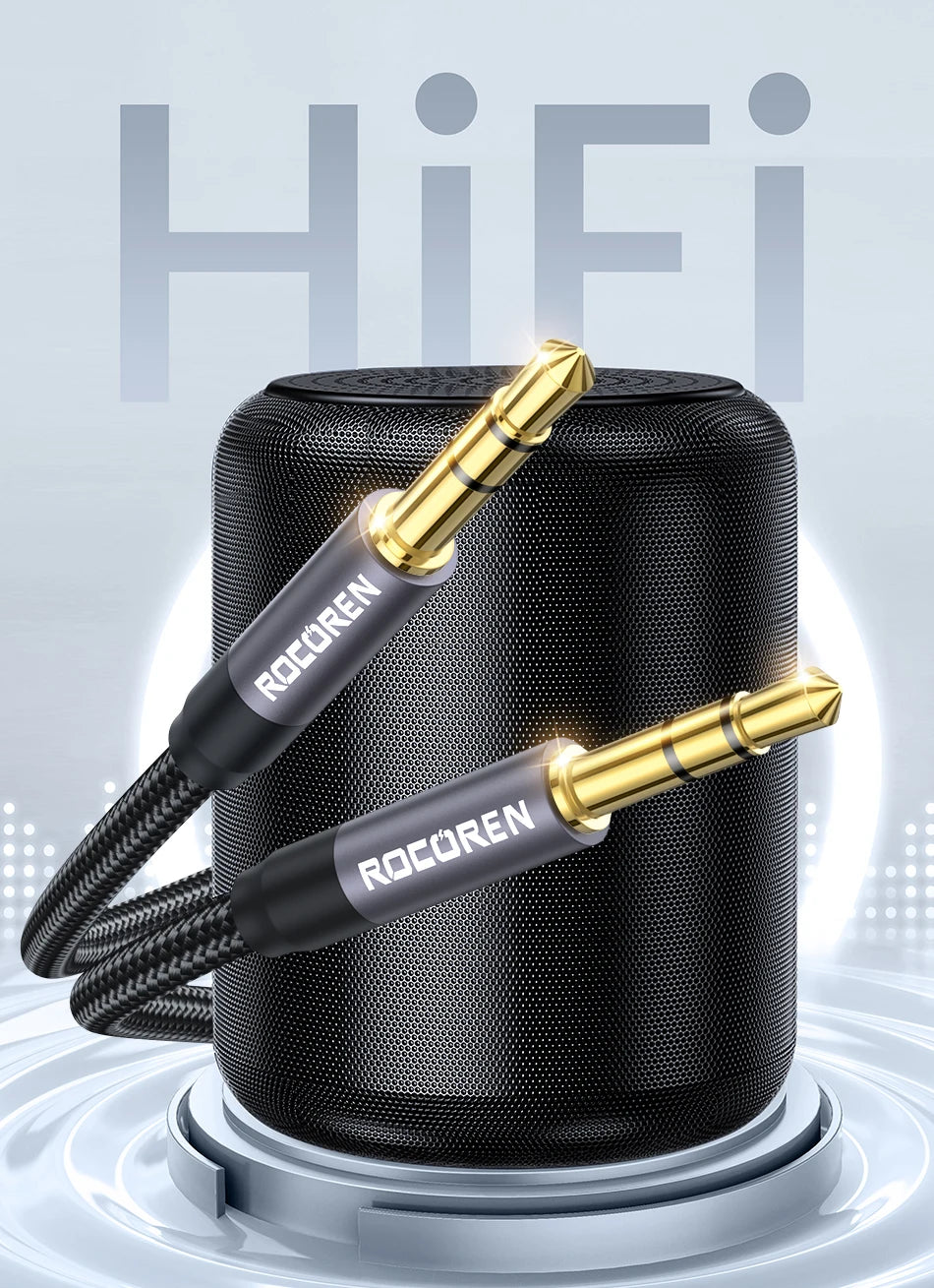 Rocoren Audio Cable 3.5 mm Jack Male to Male Aux Cable For Phone Headphone Car MP3 Speaker Computer 3.5mm Jack Aux Wire Cord 5M Pi-Mart