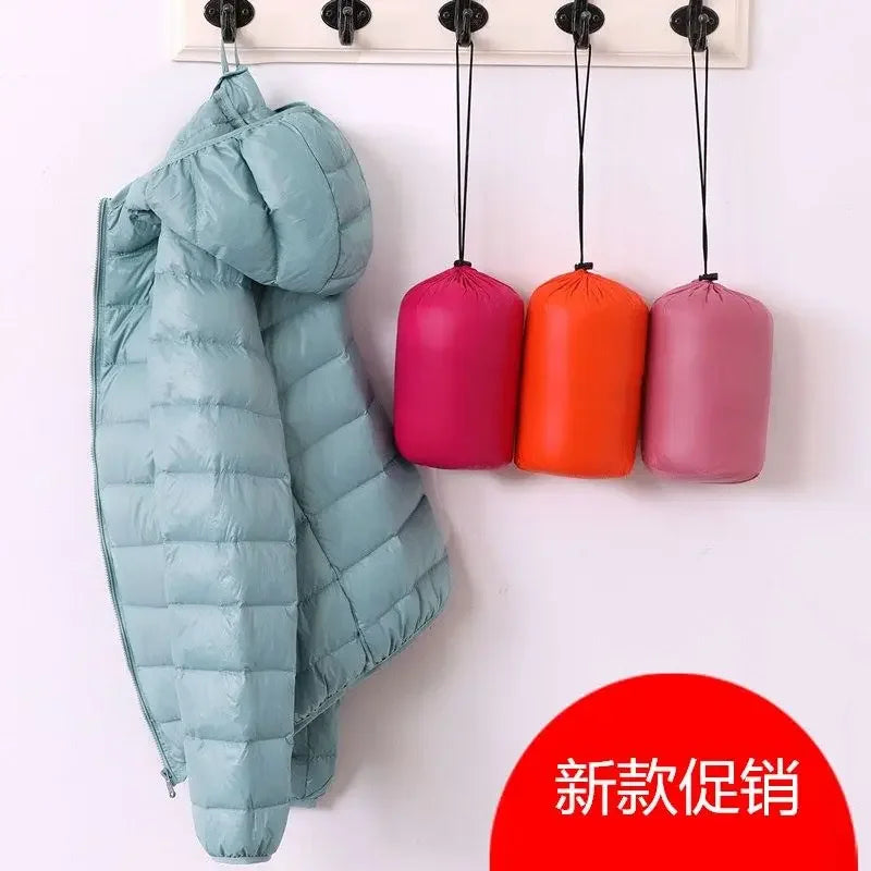 8XL Cheap Ultra Light Down Winter Warm Hooded Feather Puffer Jacket For Girl Short Spring Autumn Coat Female Women Big Size Duck LadyShow.Store