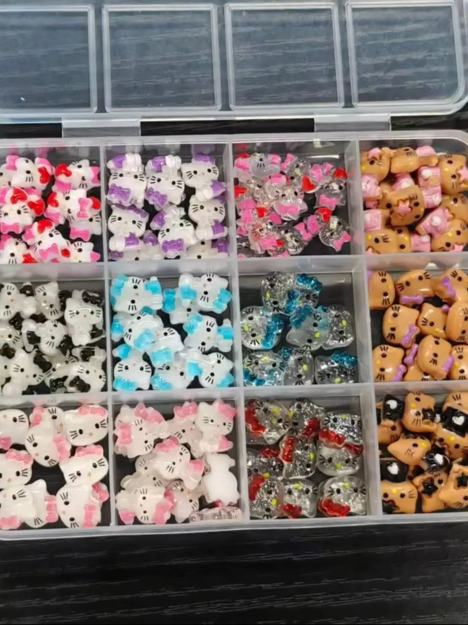 120PCS Box Mixed Hello Kitty 3D Nail Charms Cute Cartoon Resin Ornaments Kawaii DIY Nail Art Manicure Decor Accessories Pi-Mart
