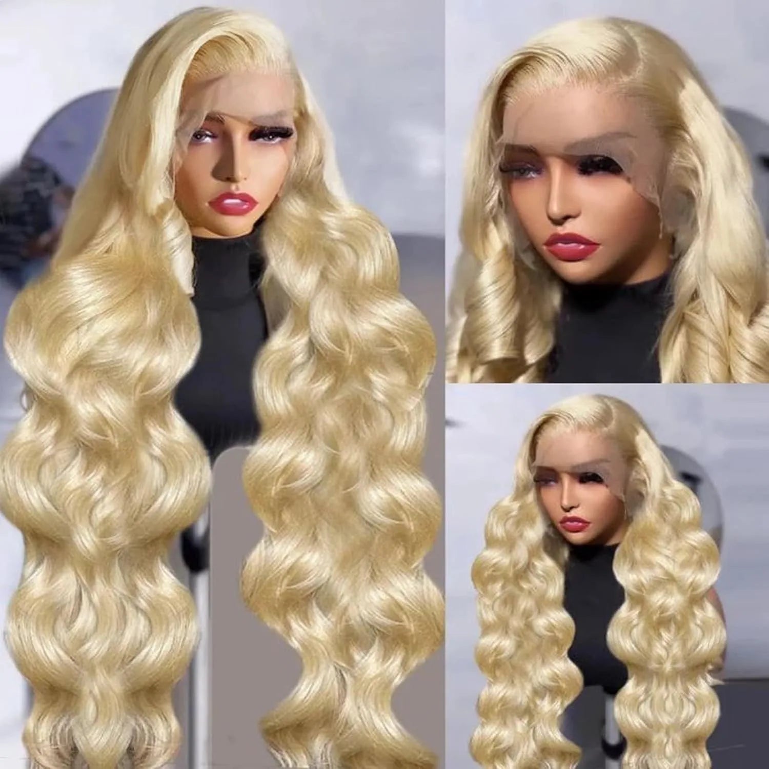 613 Human Hair Wig 13x6 Body Wave Blonde HD Lace Frontal Wig Pre Plucked 13x4 Transparent Lace Front Wigs For Women 200% Density LadyShow.Store