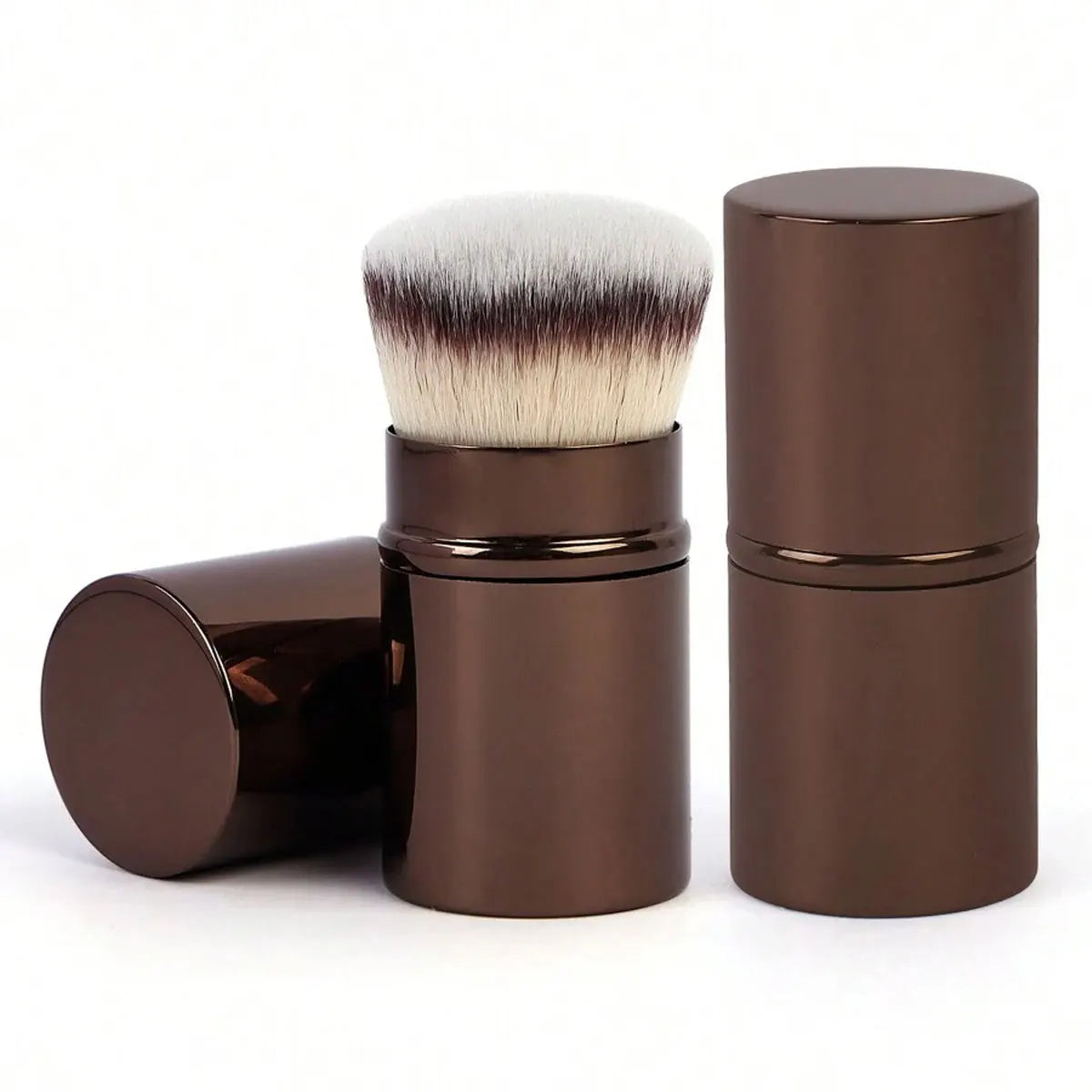 7pcs Professional Makeup Brush Set, Includes: 4pcs Dual-Ended Face Brushes, 1pc Angled Brush, 1pc Short Handle Foundation Brush, Tri Light Beauty
