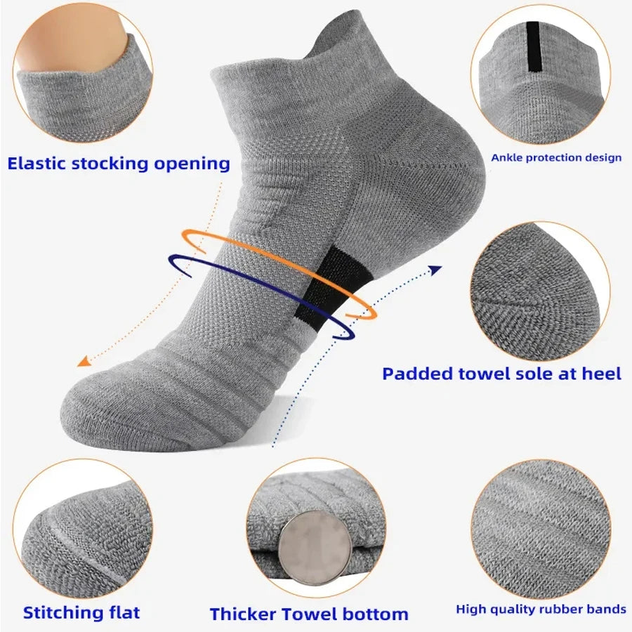 1/3 Pairs Anti-slip Football Socks Men Cotton Sock Short Long Tube Soccer Basketball Sport Socks Breathable Deodorous Sock 39-45 Pi-Mart