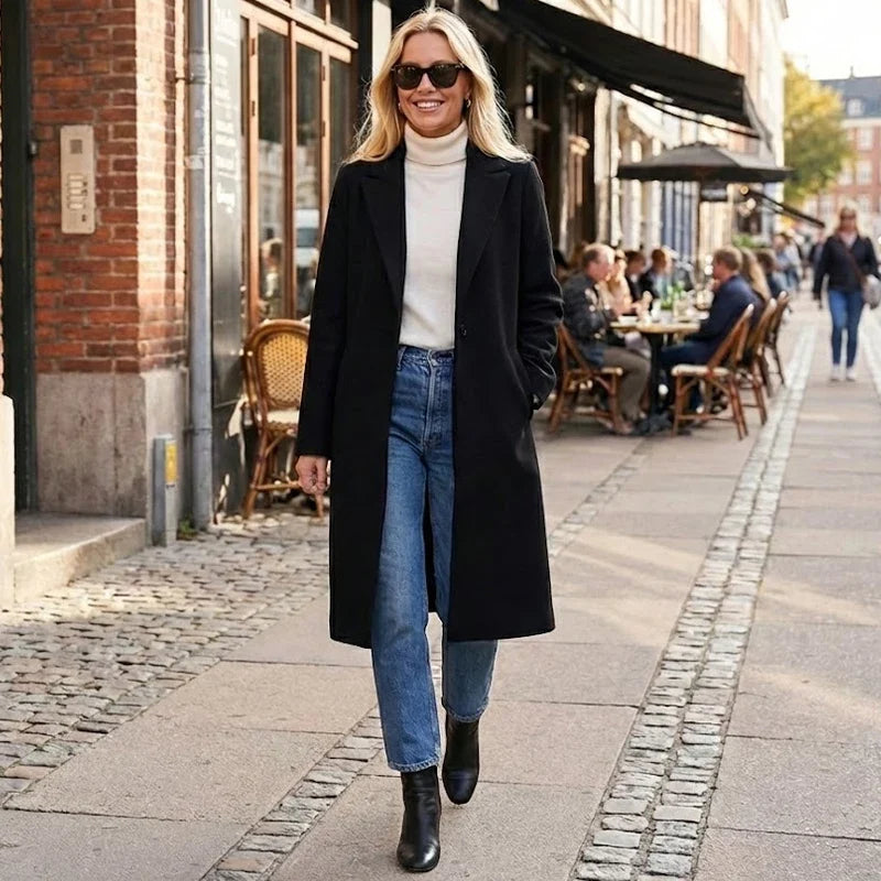 Willshela Women Fashion Solid Open Stitch Long Trench Coats Vintage V-Neck Full Sleeves Female Chic Lady Outfits LadyShow.Store