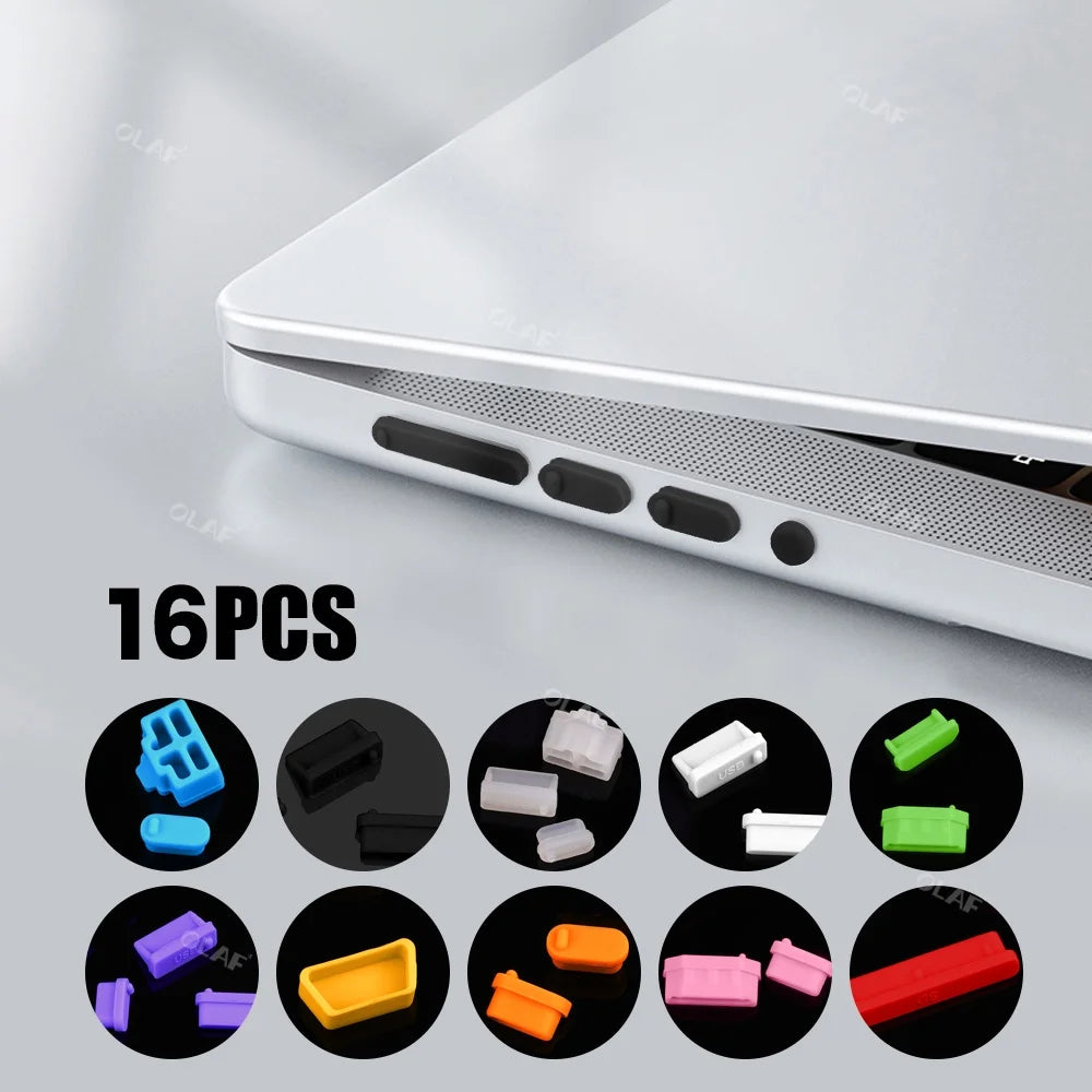 16Pcs/set Universal Anti Dustproof Notebook Port Plug Silicone Protector USB Elastic Laptop Computer Cover Stopper Pi-Mart