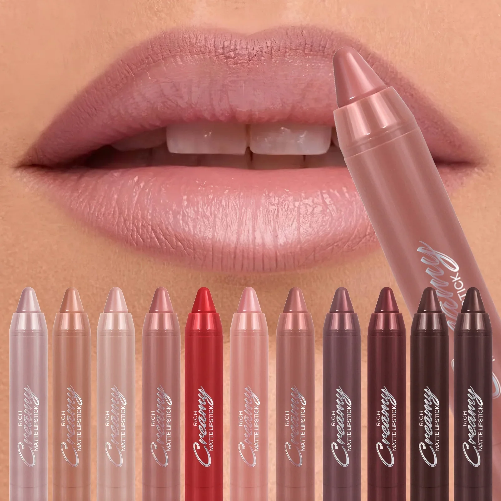 Multiple Colors Matte Lip Liner, Use As Lip Liner and Lipstick, Easy To Accurately Apply, Waterproof Long-lasting Non-stick LadyShow.Store