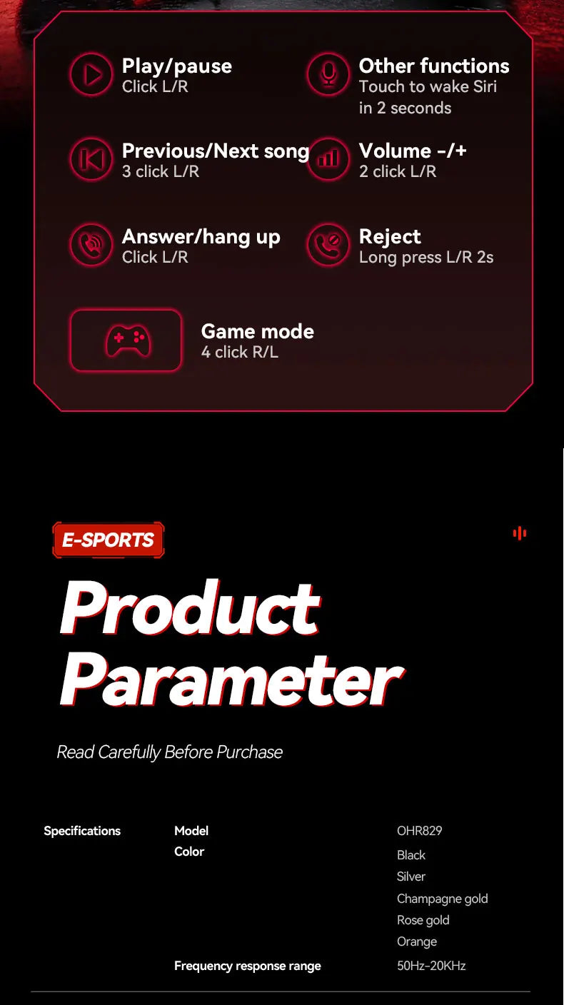 Acer Ohr829 Wireless Headphones Bluetooth 6.0 Low-Latency Gaming Headphones Enc Call Noise Reduction Surround Stereo Sound Comfortable to Wear Long Battery Life Compatible with Mobile Phones and Tablets Pi-Mart