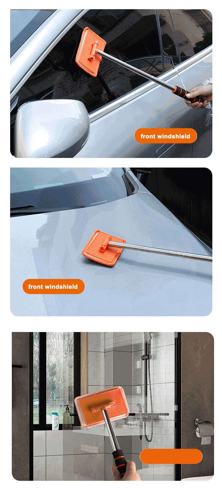 SEAMETAL Car Front Windshield Defogging Brush Telescopic Long Handle Car Household Glass Clean Brushes Dust Remover Tool Pi-Mart