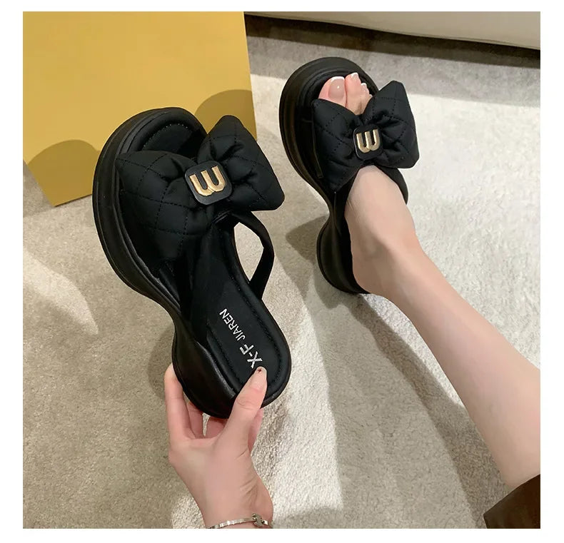 2024 summer New Fashion Women Shoes Slippers Comfortable Platform Shoe High Heels Leisure flower outdoor beach Slipper Women Pi-Mart