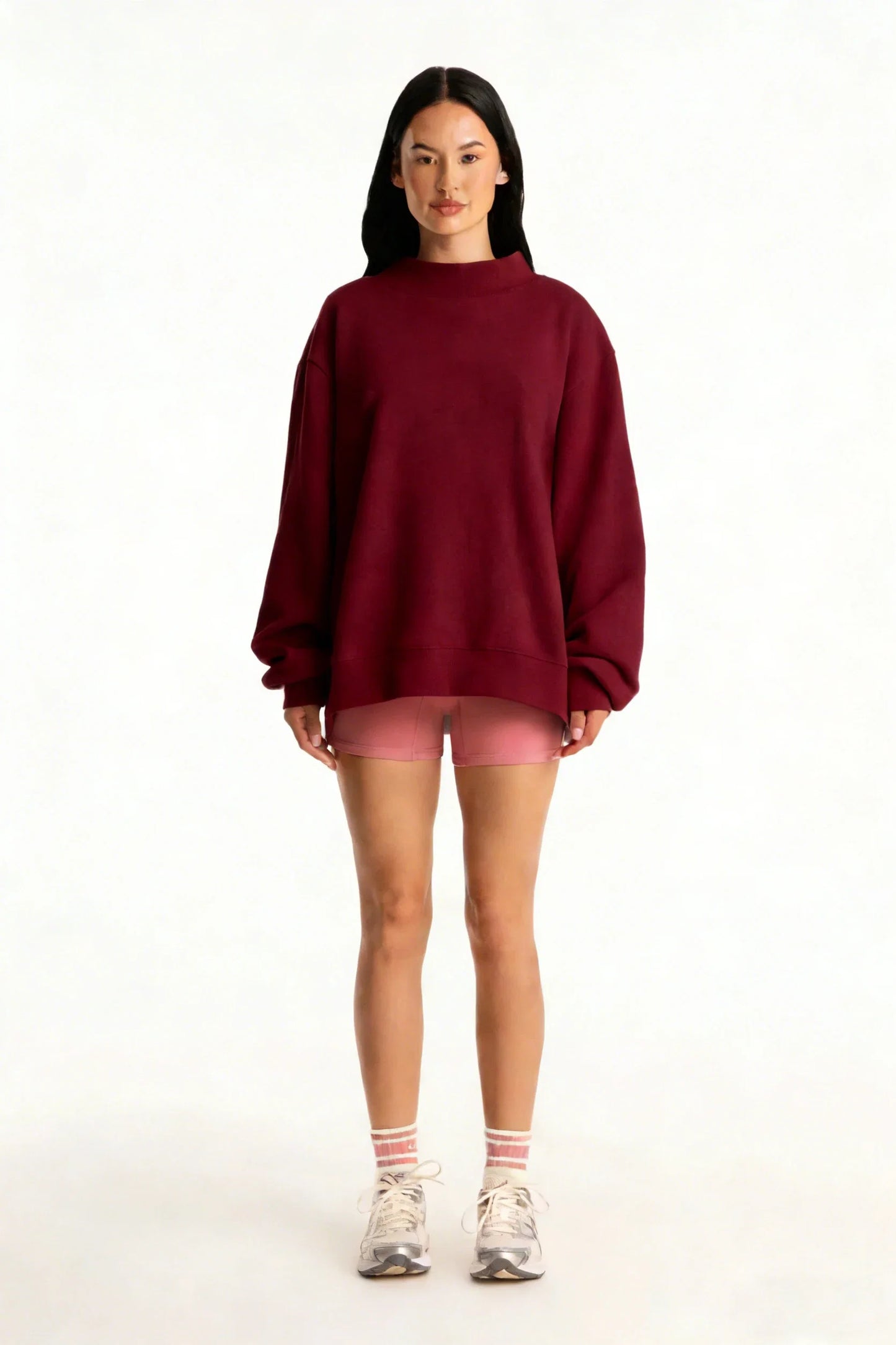 2026 Ladies' Women's Sweatshirts Spring Autumn Long Sleeve Mock Neck Casual Hoodies Plus Size Womens Relaxed Solid Color Hoodie LadyShow.Store