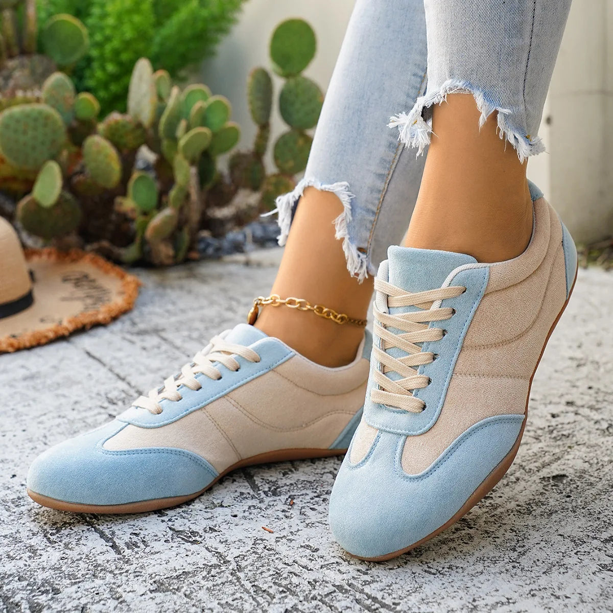 Women's Casual Flat-soled Non-slip Wear-resistant Sport Shoes Spring Autumn Round-toe Soft and Comfortable Women Single Shoes Pi-Mart