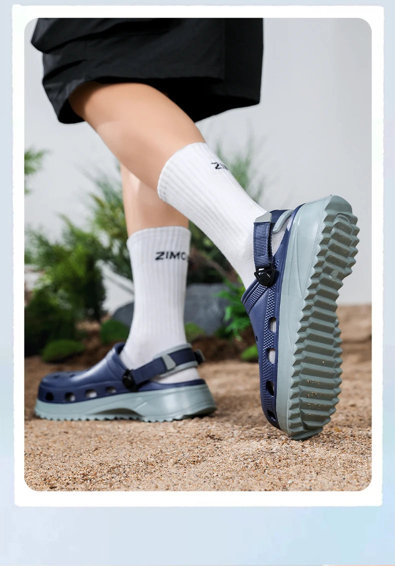 Casual Clogs Men 2026 New Trendy Summer Beach Sandals for Men Thick-bottom EVA Garden Shoes Closed-toe Fashion Slippers for Men Pi-Mart