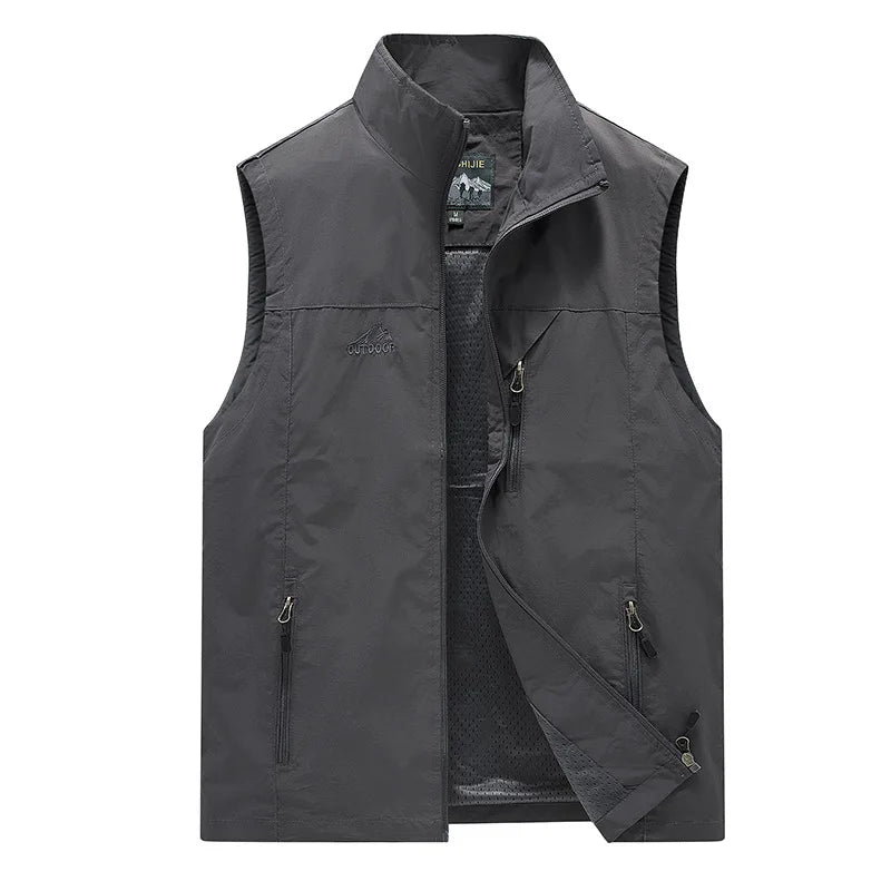 FGKKS Spring New Men Waistcoat Outdoor Leisure Solid Color Vest Young Middle-aged Photography Fishing Casual Vest Jacket Male LadyShow.Store