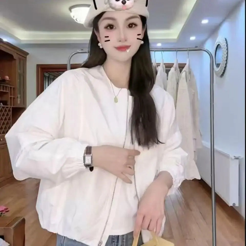 Korean Version Simple Women's Round Neck Solid Color Short Coat 2026 Spring New Female Casual Loose Jacket Joker Little Overwear Pi-Mart