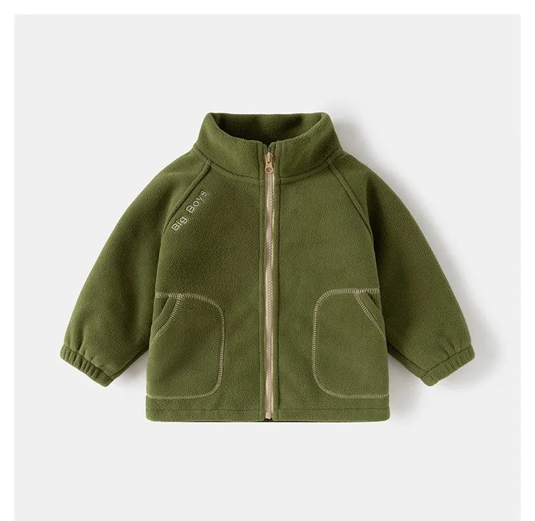 Ircomll New Children Boys Polar Fleece Jacket Autumn Winter Kids Coat Causal Toddler Stand Collar Zipper Outwear Boys Clothing Pi-Mart