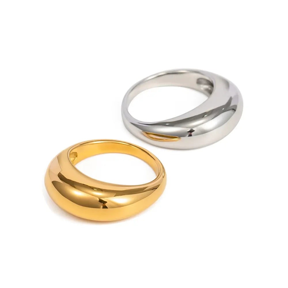 SUNIBI Fashion Simple Stainless Steel Rings for Women Arc Rings Jewellery Couple Anniversary Geometric Ring Size 5 6 7 8 Jewelry Pi-Mart