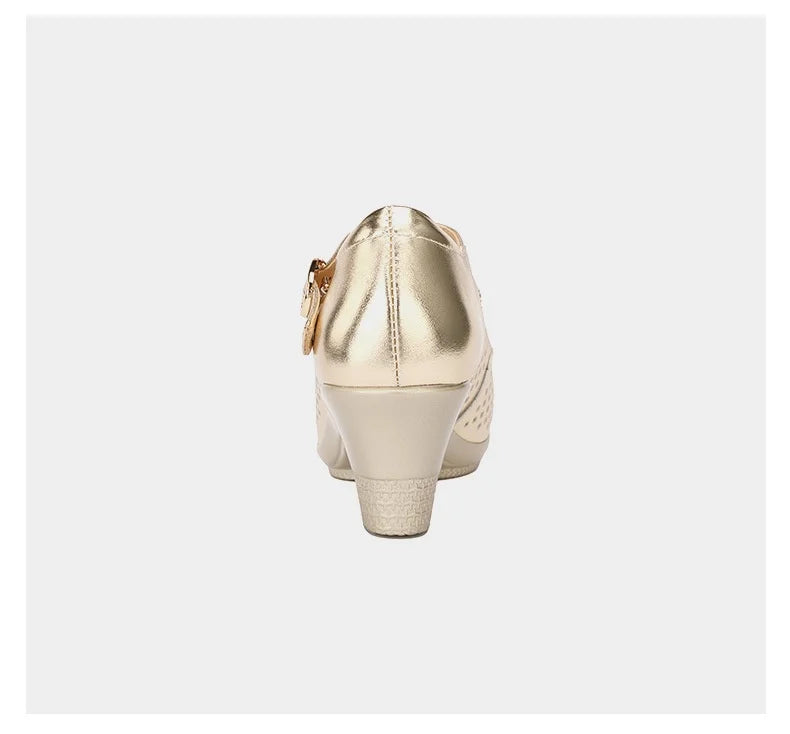 5.5cm 7.5cm Small Size 33 Breathable Cutout Block Heels Shoes Mary Janes 2026 Soft Leather Platform Pumps for Mom Dance Model Pi-Mart