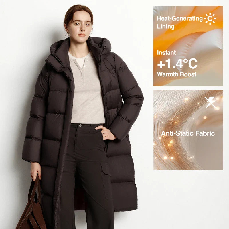Semir Long Down Jacket Women Waterproof Hooded Coat 2025 Winter New Loose Girls' Jacket Multi-Color Thicken Windbrake Down Coat LadyShow.Store