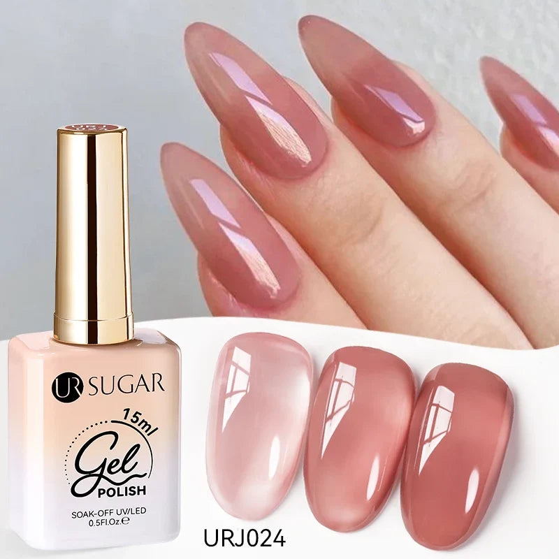 UR SUGAR 15ml Jelly Milky White Translucent Color Gel Polish Semi Permanent UV Gel Nail Art Soak Off Gel Varnish Latest Fashion Tri Light Beauty