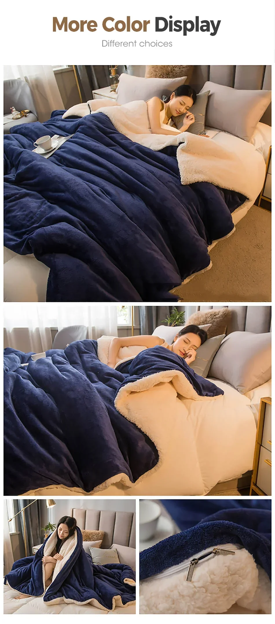 Wool Throw Blanket Keep Warm Winter Bed Blankets Double Sided Queen Duvet Cover Camping Double Bed Cover Bedspread On The Bed Pi-Mart