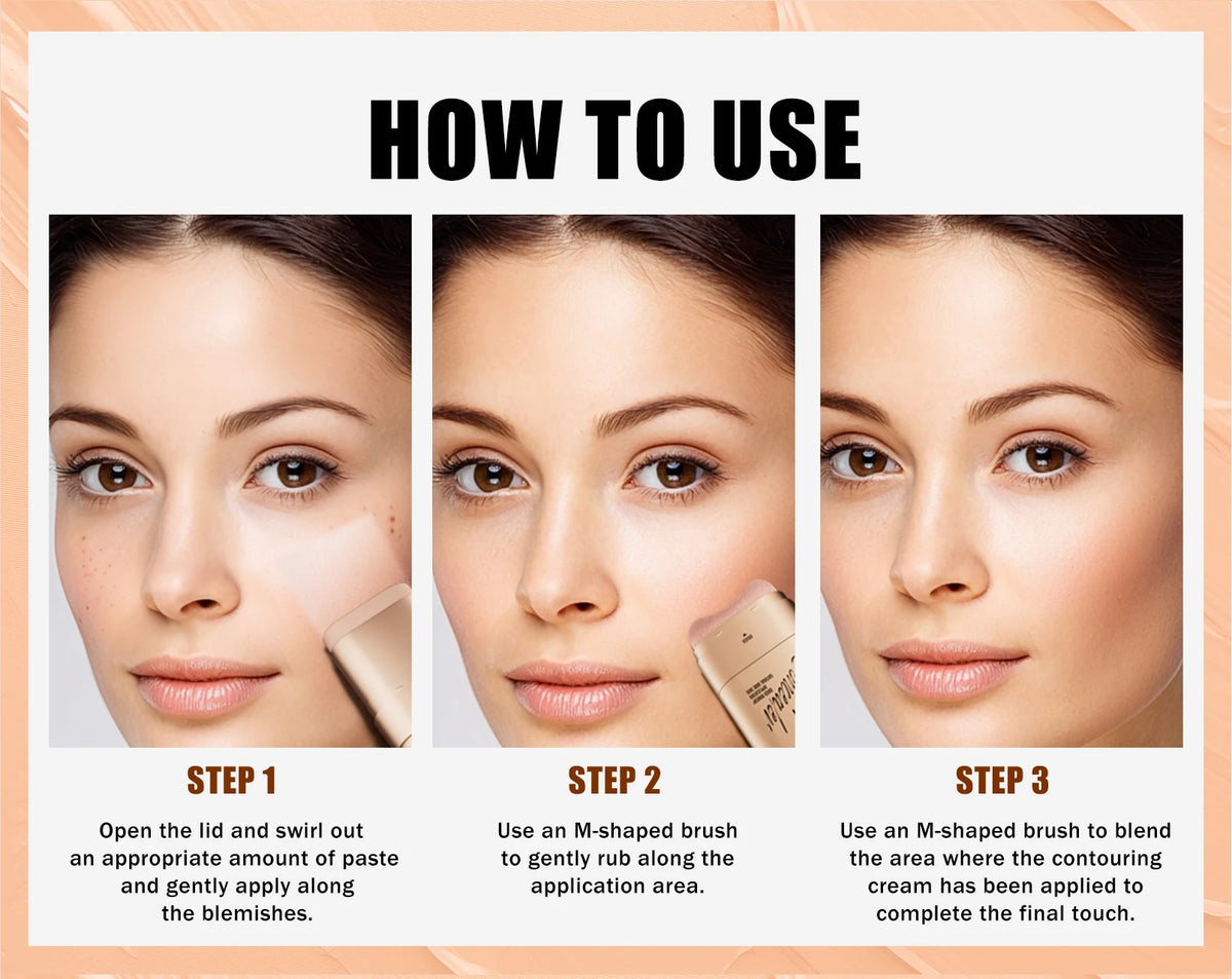 Face Foundation Contour Stick Long-wear Lightweight Brighten Stick Face Concealer Blemish Contouring Beauty Makeup Pi-Mart