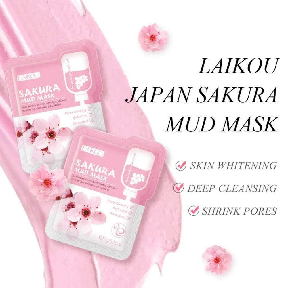 12pcs Sakura Mud Mask Brightening Hydrating Face Mask Luminous Skin Clean Facial Cleansing Clay Hydrating Anti Wrinkle Skincare Pi-Mart