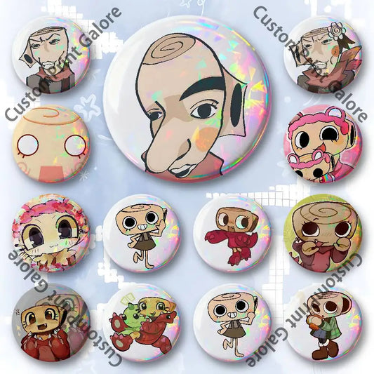 Cute Funny S-Shelly W-Wold Customizable Badge Tinplate Brooch Laser Film Lapel Pin for Decoration Party Small Gifts Pi-Mart