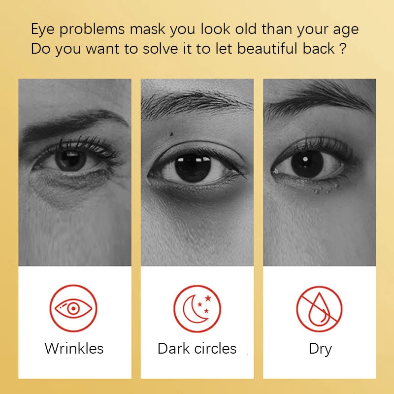 120pcs BIOAQUA  Gold Crystal Collagen Eye Mask Anti Dark Circles Anti-Wrinkles Seaweed Moisturizing Eye Patches Eyes Skin Care Pi-Mart