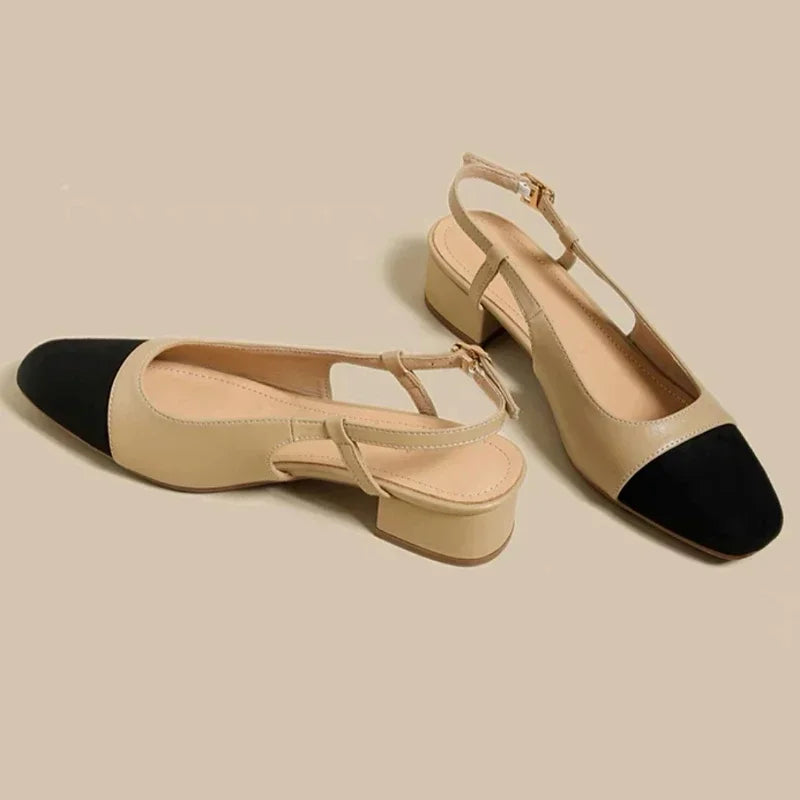 New 2025 Summer Women's Sandals Elegant Medium Heel Toe Mules Comfortable Office Women's Shoes Buckle Heels Dress Shoes LadyShow.Store