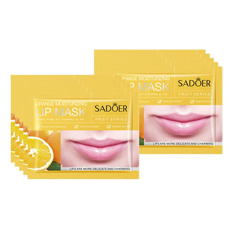 10pcs SADOER Fruits Moisturizing Lip Mask Lips Skin Care Nourishing Hydrating Crystal Collagen Gel Lip Patches Lips Plumper LadyShow.Store