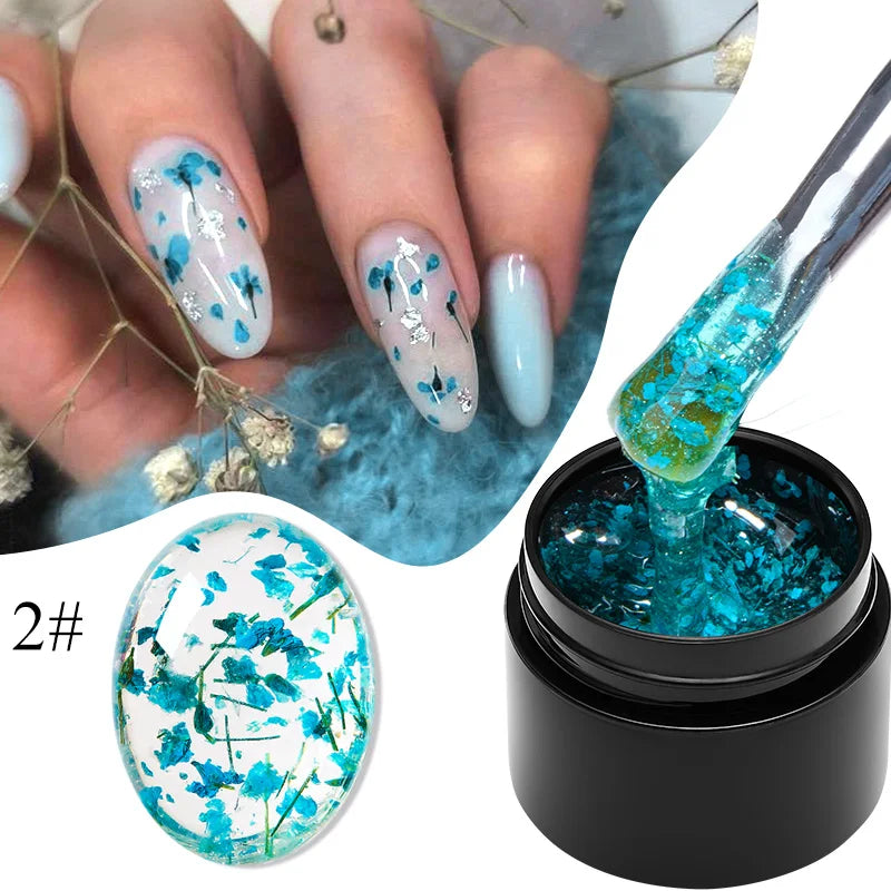 MEET ACROSS 5ml Colorful Flower Fairy Gel Nail Polish Purple Pink Natural Dried Flower Gel Semi Permanent UV Varnish Nails Art Tri Light Beauty