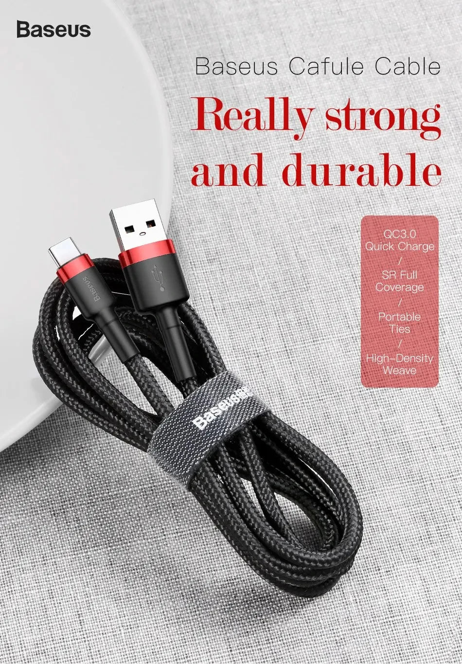 Baseus USB C Cable for oneplus 12 Quick Charge 3.0USB C Cable Fast Charging Cable Type C for Huawei Xiaomi 13 USB-C Charger Wire Pi-Mart