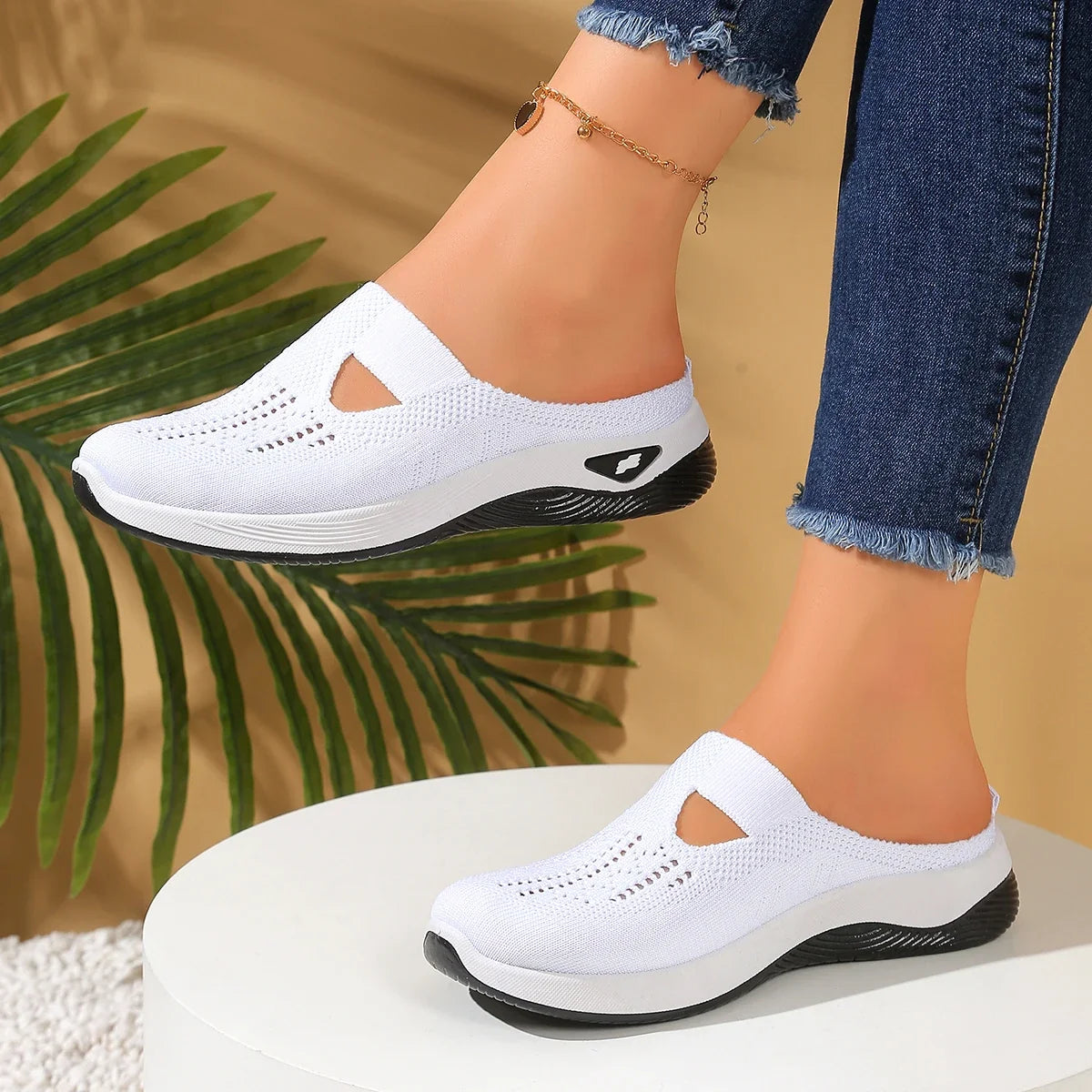Women shoes  Convenient and comfortable at home, one foot with a vent and half slipper women's summer shoes free shippiing shoes LadyShow.Store