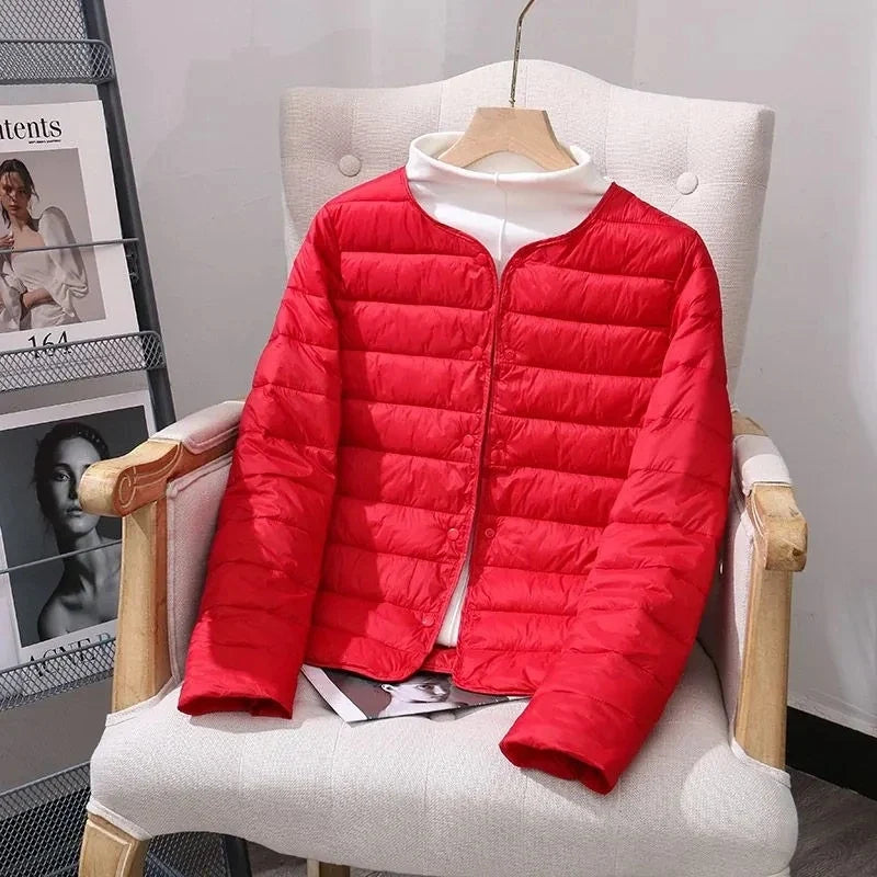 Women White Duck Down Slim Jackets 2025 New Arrivals Autumn Winter Warm Female Fashion Ultra Lightweight Packable Puffer Coats LadyShow.Store