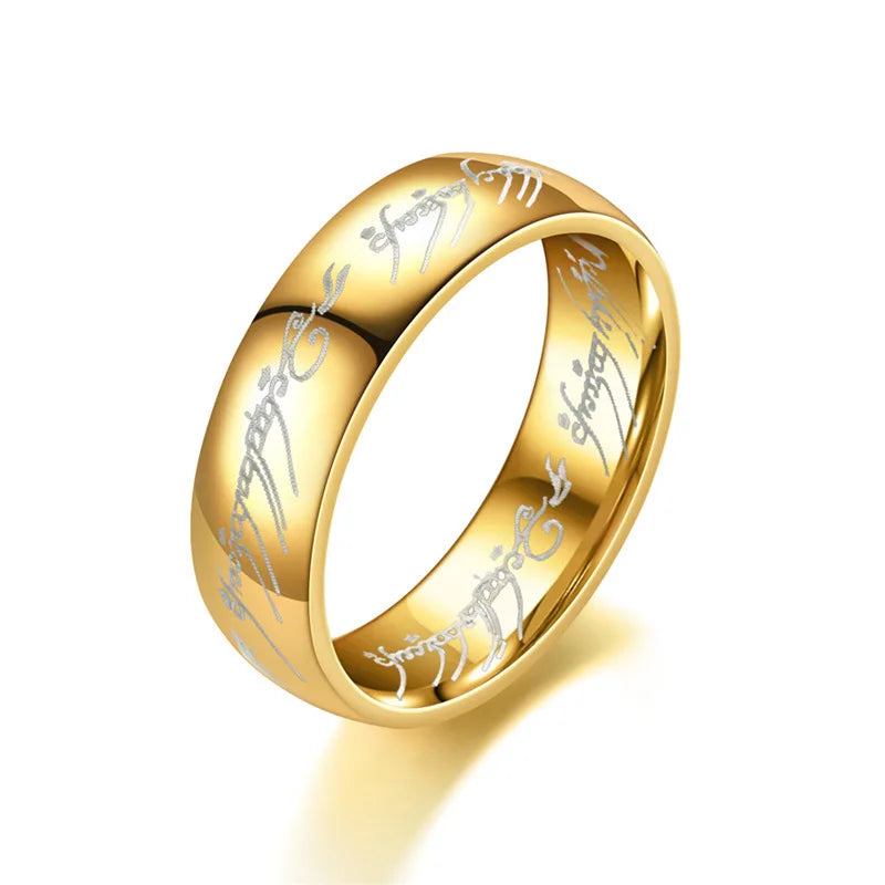 6MM Stainless Steel Laser Engraving Exquisite Couples Wedding Rings, Men And Women Fashion Movie Jewelry Gifts Wholesale Pi-Mart