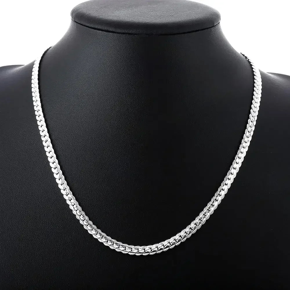New 20-60cm Silver Color Plated Luxury Brand Design Noble 6mm Necklace Chain For Woman Men Fashion Wedding Engagement Jewelry Pi-Mart