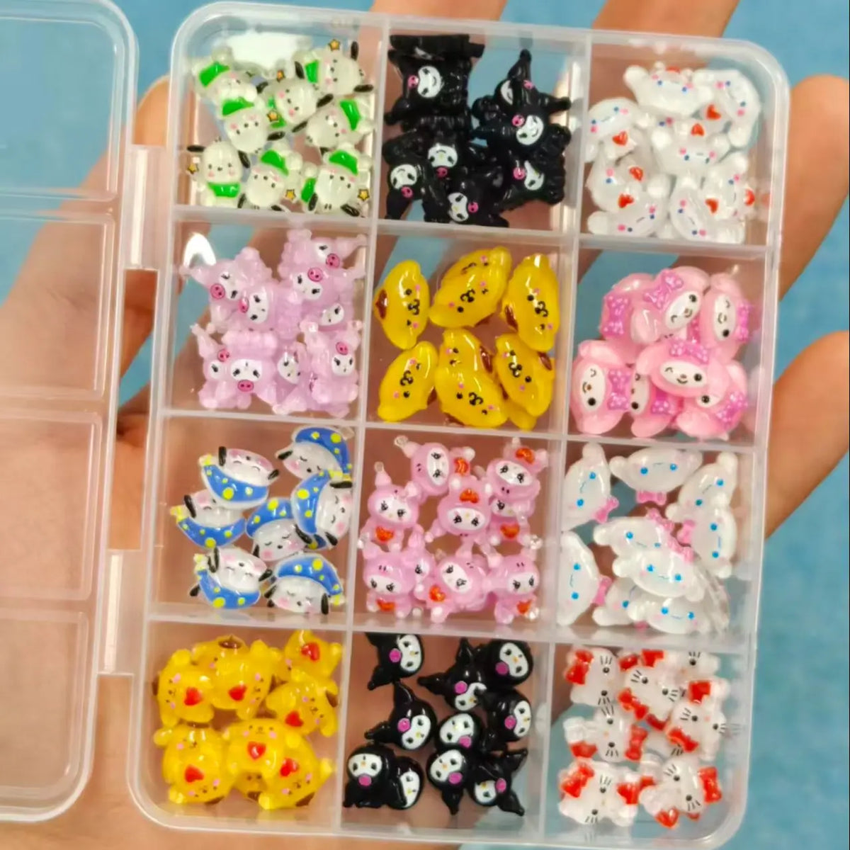 50Pcs Leopard Sanrio 3D Resin Nail Charms Mixed Kuromi My Melody Kitty Nail Parts DIY Manicure Decor Accessories Pi-Mart
