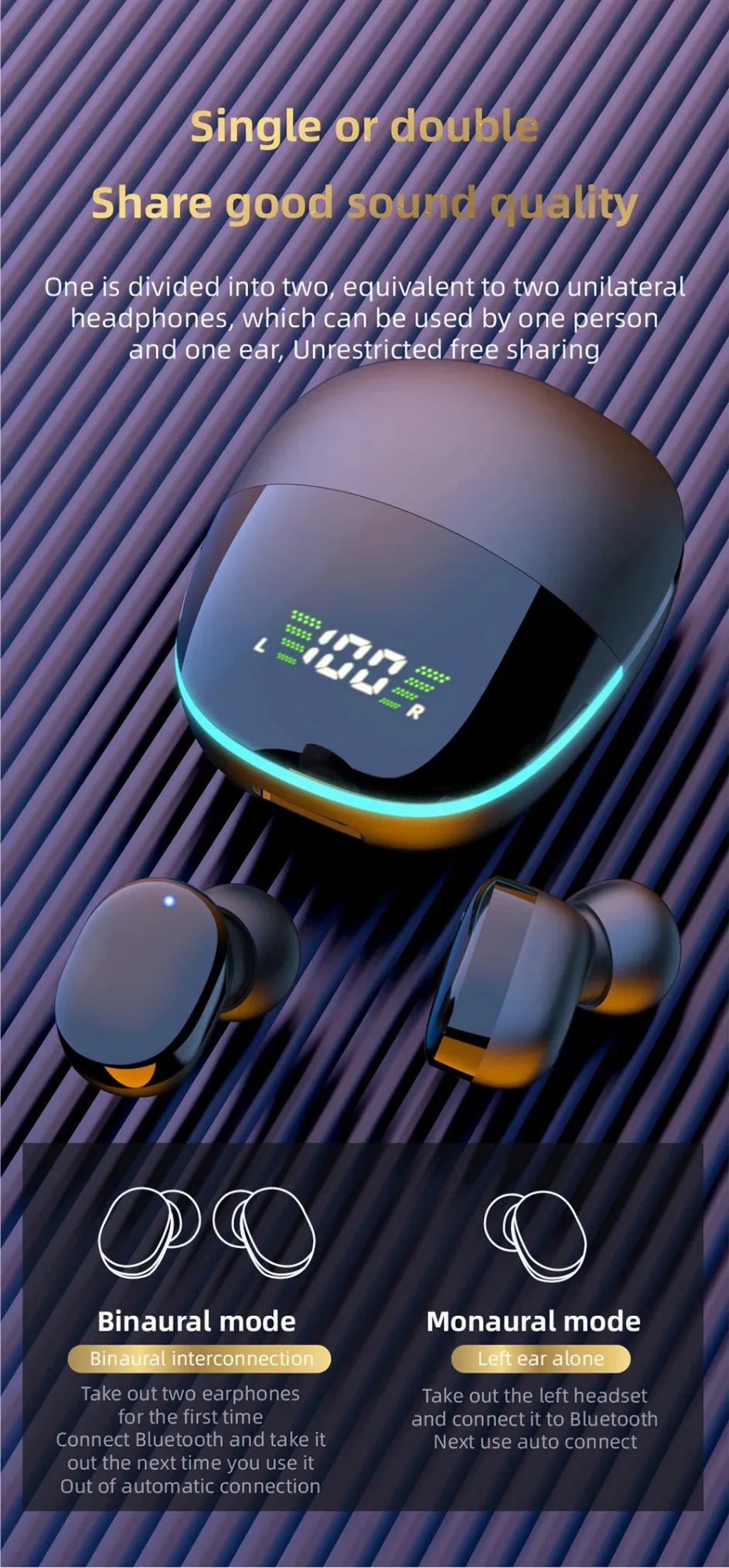 G9S Bluetooth 5.1 In Ear Wireless Earbuds LED Power Display Low Latency Gaming HiFi Stereo Sports Headphones Pi-Mart