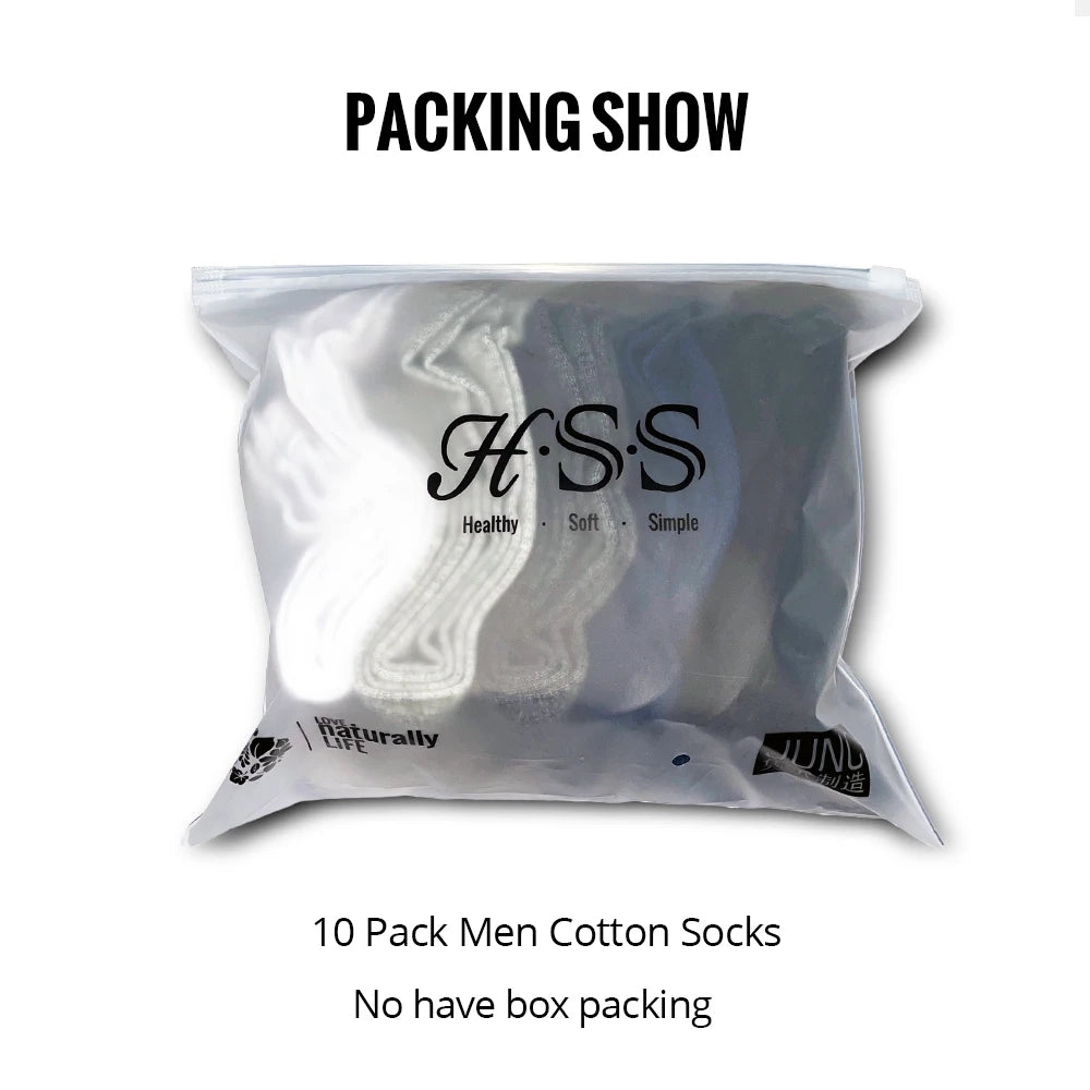 HSS 5/10 Pairs Men's Cotton Blend Socks Black Business Men Socks Soft Breathable Summer Winter for Male Socks Plus Size (6.5-14) Pi-Mart