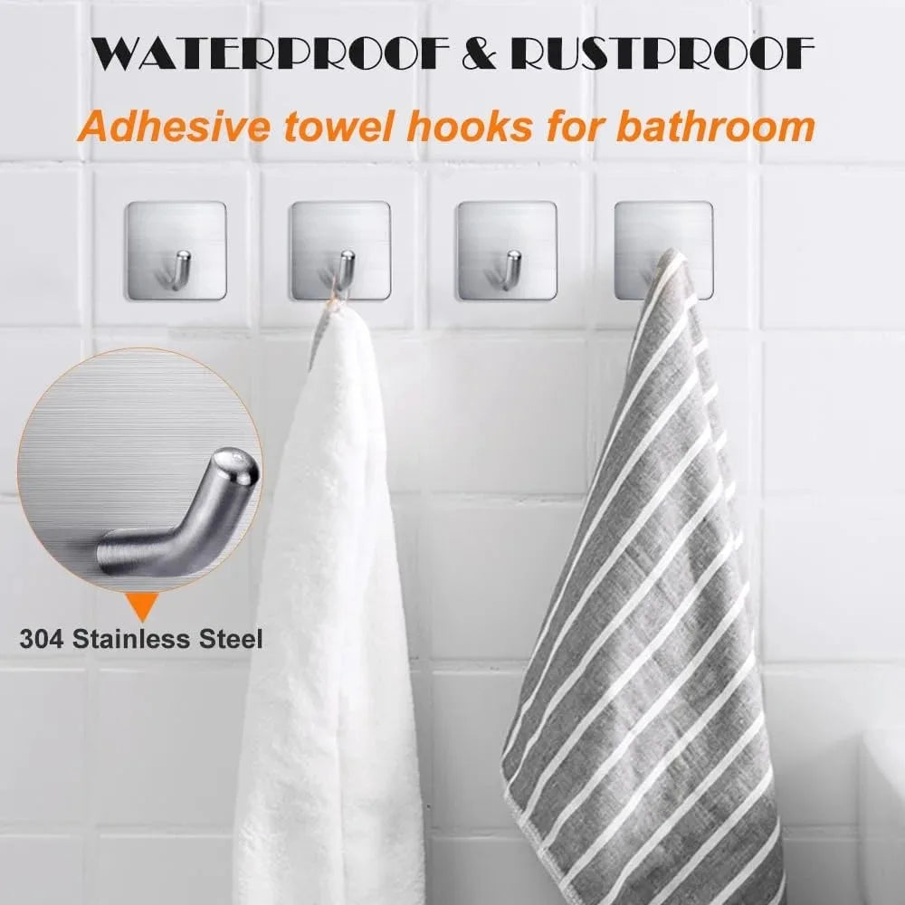 4PCS Stainless Steel Wall Mounted, Wall Mounted Self-Adhesive Hook, Key Holder, Wall Mounted, Towel Rack, Jacket, Bag Hook LadyShow.Store