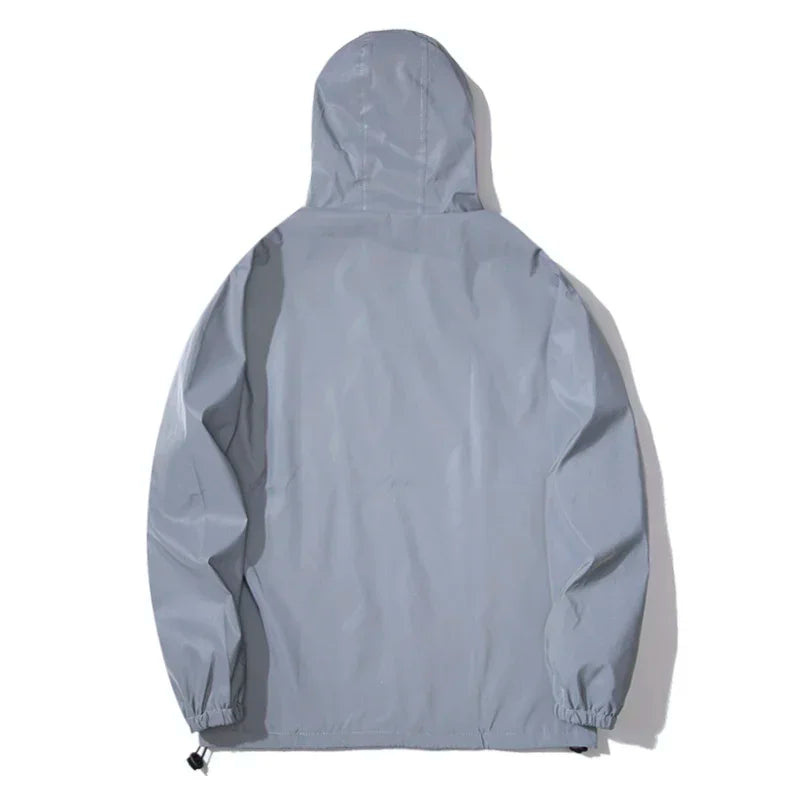 New Couple Night Reflective Clothing Solid Color Jacket Polyester Student Male Class Uniform Trendy Luminous Dancer Jacket LadyShow.Store