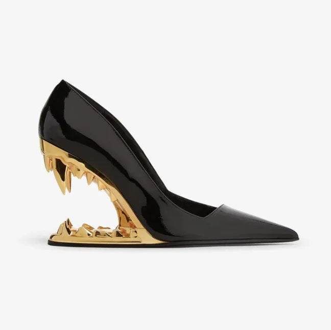 2026 Summer New Metal Tiger Teeth Single Shoes, High Heels, Fashion Show, Women's Wear, Size 44 Women's Sandals LadyShow.Store
