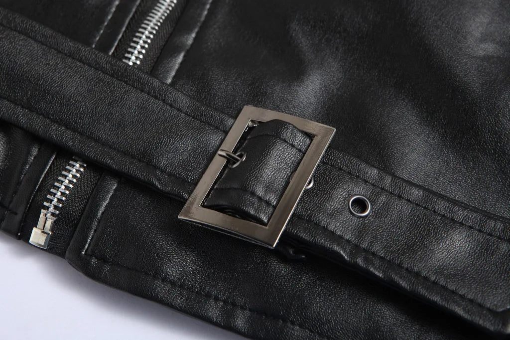 2023 Mens Fashion Leather Jacket Slim Fit Stand Collar PU Jacket Male Anti-wind Motorcycle Lapel Diagonal Zipper Jackets Men Pi-Mart
